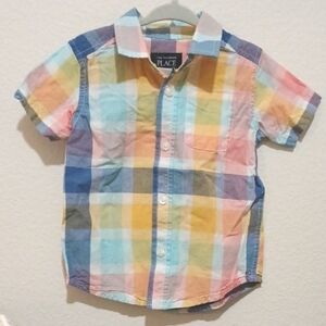 4/$15 Pastel Plaid Button Down, 18-24M